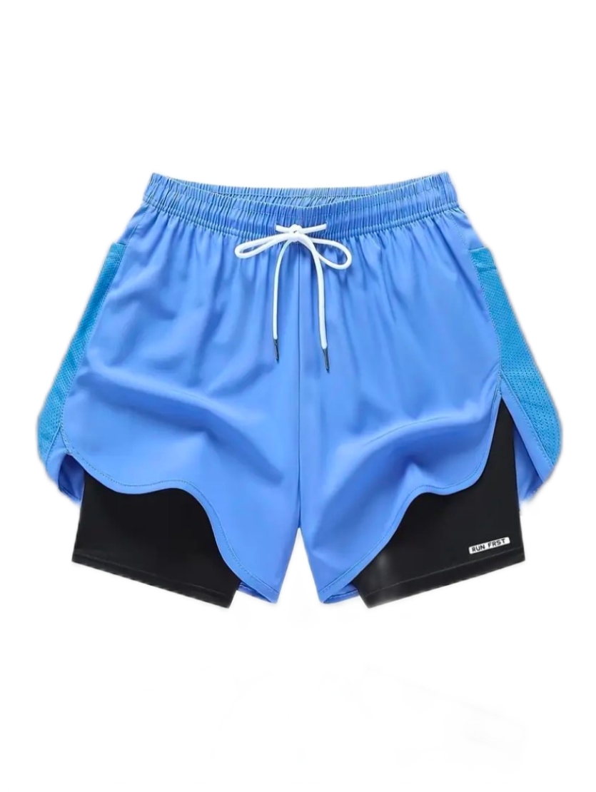 Short Deportivo 2 en 1 Celeste